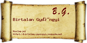 Birtalan Gyöngyi névjegykártya